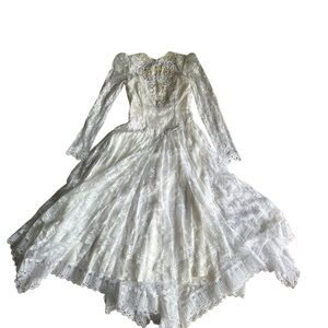 Vintage Jessica McClintock Cream Lace Wedding Dress size M